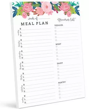 Блокнот для еженедельного планирования питания Inkdotpot 7 дюймов x 10, магнитный блокнот для планирования питания «Кухенное меню» с отрывными листами S-54 для бакалейных товаров 7x10 Inches светло-розовый