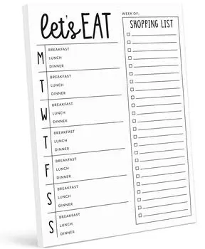 Блокнот для еженедельного планирования питания Inkdotpot 7 дюймов x 10, магнитный блокнот для планирования питания «Кухенное меню» с отрывными листами S-54 для бакалейных товаров 7x10 Inches белый