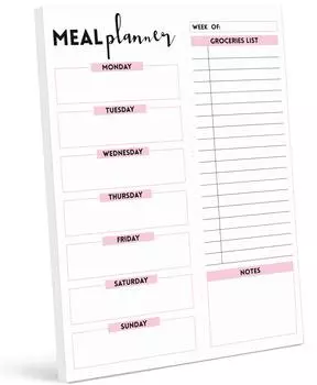 Блокнот для еженедельного планирования питания Inkdotpot 7 дюймов x 10, магнитный блокнот для планирования питания «Кухенное меню» с отрывными листами S-54 для бакалейных товаров 7x10 Inches белый