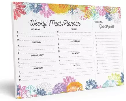Блокнот для еженедельного планирования питания Inkdotpot 7 дюймов x 10, магнитный блокнот для планирования питания «Кухенное меню» с отрывными листами S-54 для бакалейных товаров 7x10 Inches разноцветный