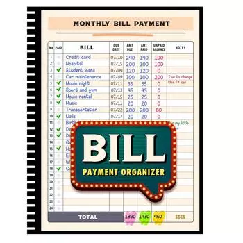 Блокнот для отслеживания счетов, 4-летнее руководство для семей и управляющих финансами, включающее 960 записей о счетах! One Size