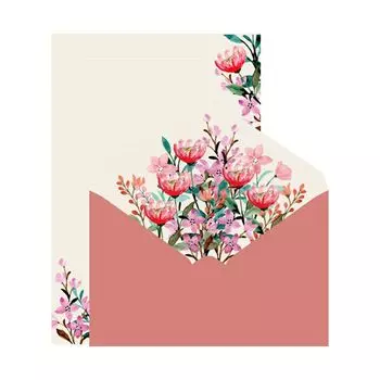 Блокнот для писем-приглашений Подарок на день рождения Бумага для письма Поздравительная открытка Цветы Конверт Письменная бумага Begonia flower