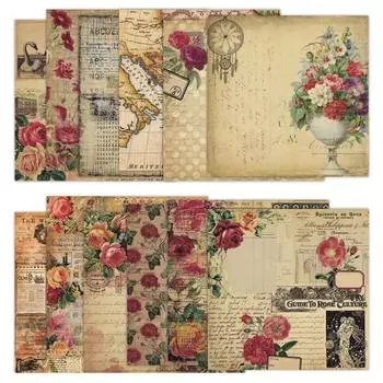 Блокнот для скрапбукинга, ассорти из узоров, декупаж, картон, бумага, односторонняя, винтажная, скрапбукинг, сделай сам, декоративный мусор, журнал, 24 шт.