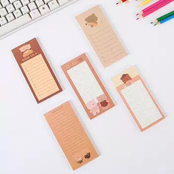 Блокнот для заметок с изображением медведя-печенья, милый мультяшный блокнот на 50 листов, блокнот с контрольным списком и сеткой, нелипкий блокнот для книг, офиса, школы