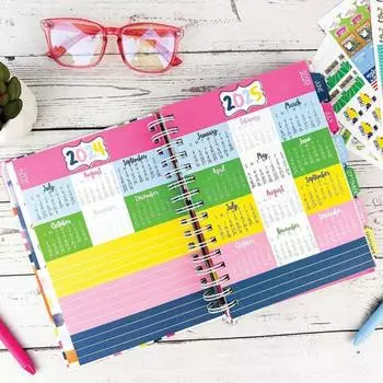 Блокнот для записей на 2024-2025 годы, ежедневный, еженедельный, ежемесячный планировщик, водонепроницаемая обложка, 361 наклейка, эластичная