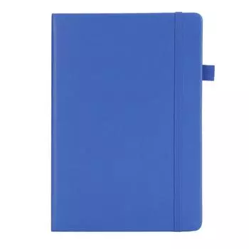 Блокнот формата А5 в линейке, портативный, из искусственной кожи, в твердом переплете, с эластичным ремешком для бизнес-школы синий