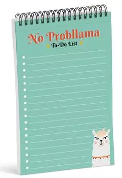 Блокнот Inkdotpot To Do List — бумажные канцелярские принадлежности 6 x 9 дюймов, блокнот на спирали No Prollama Llama Ежедневный контрольный список-(50 листов) 6x9 inches светло-зеленый