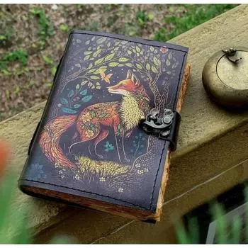 Блокнот из натуральной кожи ручной работы с лисой, винтажный, для подарка, дневник 7 x 5 in