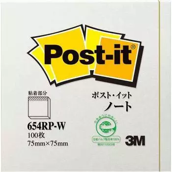 Блокнот из переработанной бумаги 3M, белый 00005793 Post-it 654RP-W белый