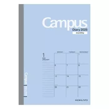Блокнот KOKUYO 2025 Campus Diary Monthly Block Standard A6 Blue Ni-CMB-A6-25 Начиная с декабря 2024 г.