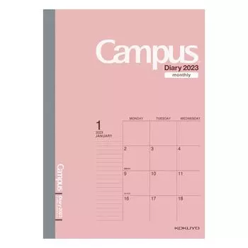 Блокнот KOKUYO Campus Diary, 2023 г., ежемесячный, розовый, начиная с декабря 2022 г., Semi-B5 Ni-CMP-B5-23