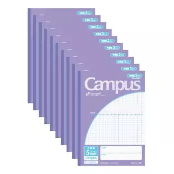 Блокнот KOKUYO Campus Notebook Purpose B5 5 мм Сетка 30 листов Фиолетовый 10 книг Набор No-30S10-5NVX10