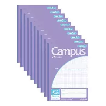 Блокнот KOKUYO Campus Notebook Purpose B5 5 мм Сетка 30 листов Фиолетовый 10 книг Набор No-30S10-5NVX10