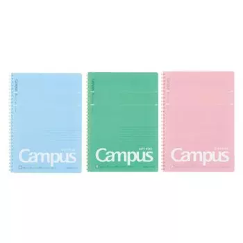 Блокнот KOKUYO Campus с мягким кольцом, точками, B, линейка, B5, набор из 3 книг, 3 цвета, S-S111BTX3