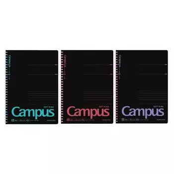 Блокнот KOKUYO Campus Soft Ring B5 Dot B в линейку черного цвета, набор из 3 цветов S-S111BTX3SET