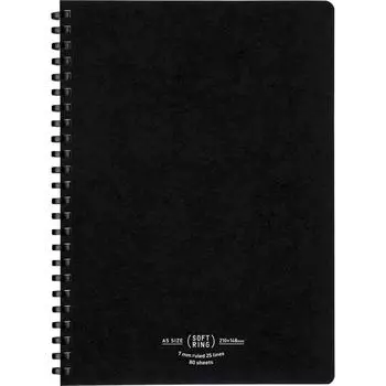 Блокнот Kokuyo Note с мягким кольцом, натуральный, 80 листов, формат A5 A, черный, S SV638A D, черный