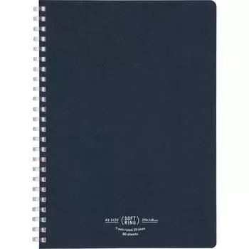 Блокнот KOKUYO Note Soft Ring, натуральный, 80 листов, формат А5, темно-синий, в А-образную форму, Su-SV638A-DB