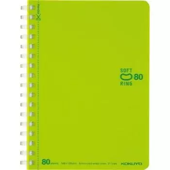 Блокнот KOKUYO с мягким кольцом, в точку, в линейку, формат А6, 80 листов, желто-зеленый S-SV358BT-LG