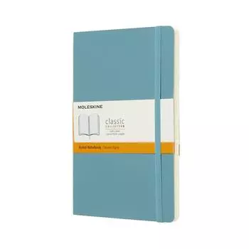 Блокнот Moleskine Classic Notebook с мягкой обложкой, горизонтальная линейка, большой размер, Graph Leaf, синий QP616B35