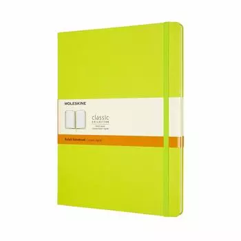 Блокнот Moleskine Classic Notebook в твердом переплете, горизонтальная линейка, размер XL, 19 см, высота, лимонно-зеленый QP090C2 (Ширина 25 см)