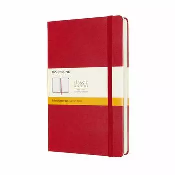 Блокнот Moleskine Note Classic, расширенный, твердый переплет, горизонтальная линейка, большой размер 13 см x высота, алый красный QP060EXPF2 (400 страниц) (Ширина 21см)