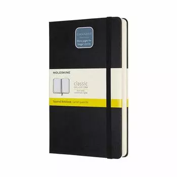 Блокнот Moleskine Note Classic, расширенный, твердый переплет, большой размер 13 см x высота, черный QP061EXP (400 страниц) (Ширина 21см)
