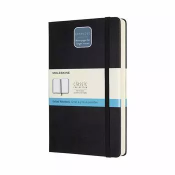 Блокнот Moleskine Note Classic, расширенный, твердый переплет, большой размер 13 см x высота, квадратный, черный QP066EXP (400 страниц) (Ширина 21см)