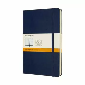Блокнот Moleskine Note Classic с расширенным твердым переплетом, горизонтальная линейка, большой размер 13 см x высота, сапфирово-синий QP060EXPB20 (400 страниц) (Ширина 21см)
