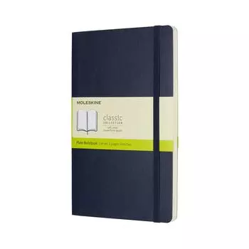 Блокнот Moleskine Note Classic в мягкой обложке, простой, большого размера, 13 см x высота, сапфирово-синий QP618B20 (Ширина 21см)
