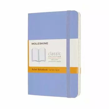 Блокнот Moleskine Note Classic в мягкой обложке с горизонтальной линией, карманный, размер 9 см x высота, Hydrage Blue QP611B42 (Ширина 14см)