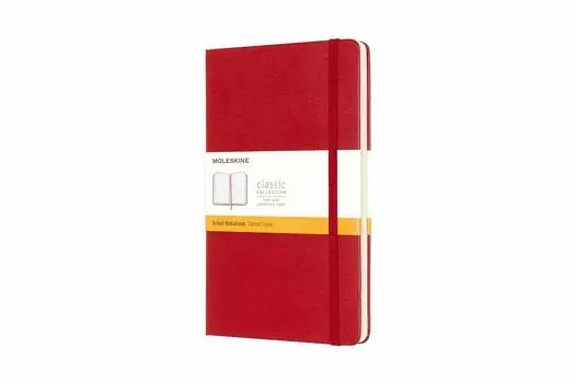 Блокнот Moleskine Note Classic в твердом переплете, горизонтальная линейка, большой размер 13 см x высота, красный QP060R (Ширина 21см)