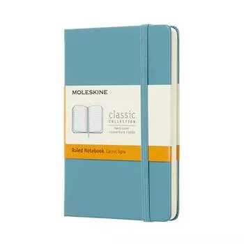 Блокнот Moleskine Note Classic в твердом переплете с горизонтальной линией, карманный, размер 9 см x высота листа, синий MM710B35 (Ширина 14см)