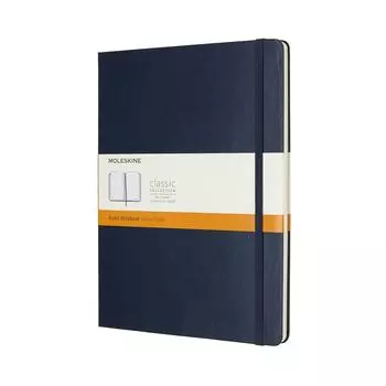 Блокнот Moleskine Note Classic в твердом переплете, горизонтальная линейка, размер XL, высота 19 см, сапфирово-синий QP090B20 (Ширина 25 см)