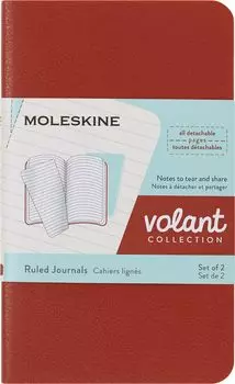 Блокнот Moleskine VOLANT Journal в линейку XS Кораллово-аквамариновый синий QP701F16B24 оранжевый,