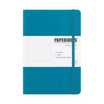 Блокнот PAPERIDEAS A5 в твердом переплете с эластичной лентой для нумерации страниц Малахитовый (Точки, зеленые)