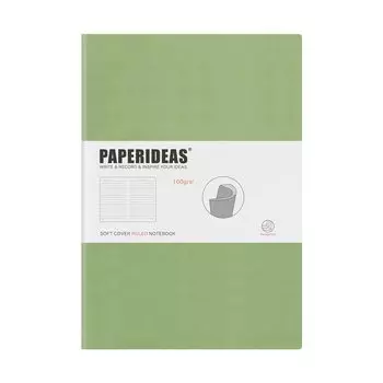 Блокнот PAPERIDEAS B5 в мягкой обложке авокадо (горизонтальная линейка, зеленая)