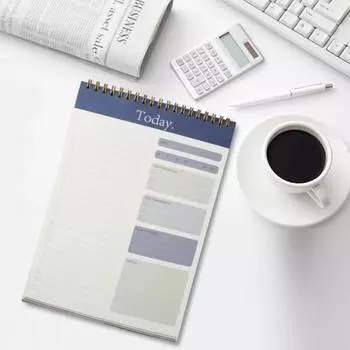 Блокнот-планировщик Изысканная катушка Блокнот с легким переворачиванием страниц Гладкий блокнот для письма Школьный офис светло-синий