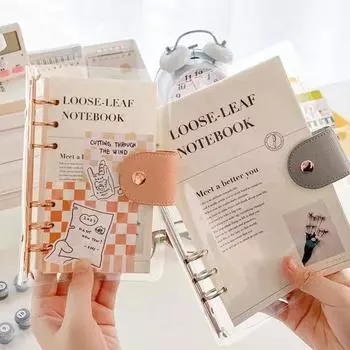Блокнот-планировщик, простой стиль, легко носить с собой, прозрачный дневник, блокнот с отрывными листами для студентов A6 розовый