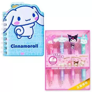 Блокнот с кольцом Sanrio Персонажи 1+1 + набор из 4 шариковых ручек, 01. S3648S01 Синий