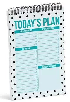 Блокнот со списком дел Inkdotpot — 6 дюймов на 9 дюймов, бумага, канцелярские товары, спиральный блокнот в горошек, ежедневный контрольный список-(50 листов) 6x9 inches небесно-голубой