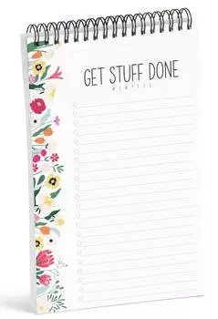 Блокнот со списком дел Inkdotpot — 6 дюймов на 9 дюймов, бумага, канцелярские принадлежности, цветочный блокнот Get Stuff Done Listpad Спиральный блокнот Ежедневный контрольный список-(50 листов) 6x9 inches разноцветный
