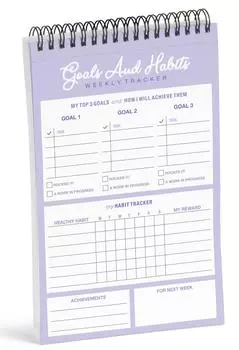 Блокнот со списком дел Inkdotpot — бумажные канцелярские принадлежности 6 дюймов на 9 дюймов, простой блокнот на спирали еженедельного трекера Ежедневный контрольный список-(50 листов) 6x9 inches светло-фиолетовый