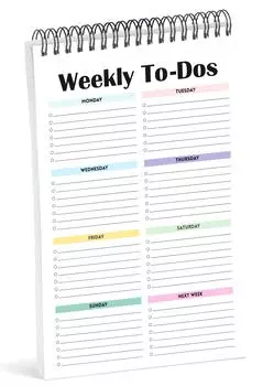 Блокнот со списком дел Inkdotpot — бумажные канцелярские принадлежности 6 дюймов на 9 дюймов, простой классический блокнот на неделю со спиральным блокнотом Ежедневный контрольный список-(50 листов) 6x9 inches разноцветный