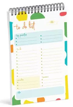 Блокнот со списком дел Inkdotpot — бумажные канцелярские принадлежности 6 дюймов на 9 дюймов, красочный блокнот на спирали со списком дел Ежедневный контрольный список-(50 листов) 6x9 inches разноцветный