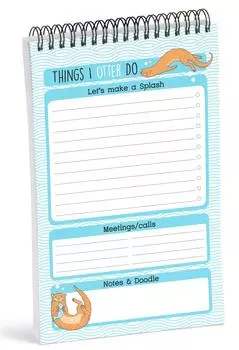 Блокнот со списком дел Inkdotpot — бумажные канцелярские принадлежности размером 6 x 9 дюймов, блокнот на спирали «Вещи, которые я выдра делаю» Ежедневный контрольный список-(50 листов) 6x9 inches светло-синий
