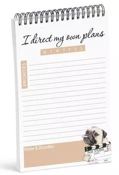 Блокнот со списком дел Inkdotpot — канцелярские принадлежности из бумаги 6 х 9 дюймов, собачья тема — блокнот на спирали «Я руковожу своими планами» Ежедневный контрольный список-(50 листов) 6x9 inches бежевый