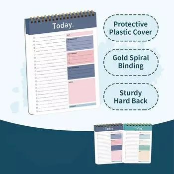 Блокнот со списком дел, толстый блокнот, отрывная книжка-раскладушка, пустая горизонтальная строка, английский справочник One Size синий