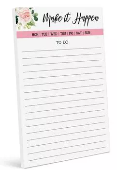 Блокнот со списком ежедневников Inkdotpot, блокнот для заметок, недатированный список дел, отрывной блокнот - 4,5 x 7,5 дюймов (50 листов) организатор 7.5x4.5 inches светло-розовый