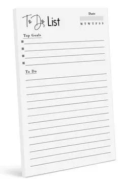 Блокнот со списком ежедневников Inkdotpot, блокнот для заметок, недатированный список дел, отрывной блокнот - 4,5 x 7,5 дюймов (50 листов) организатор 7.5x4.5 inches белый