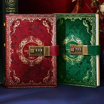 Блокнот в стиле ретро с цифровым кодовым замком, защищенный паролем, журнал, дневник, органайзер-планировщик для студентов синий